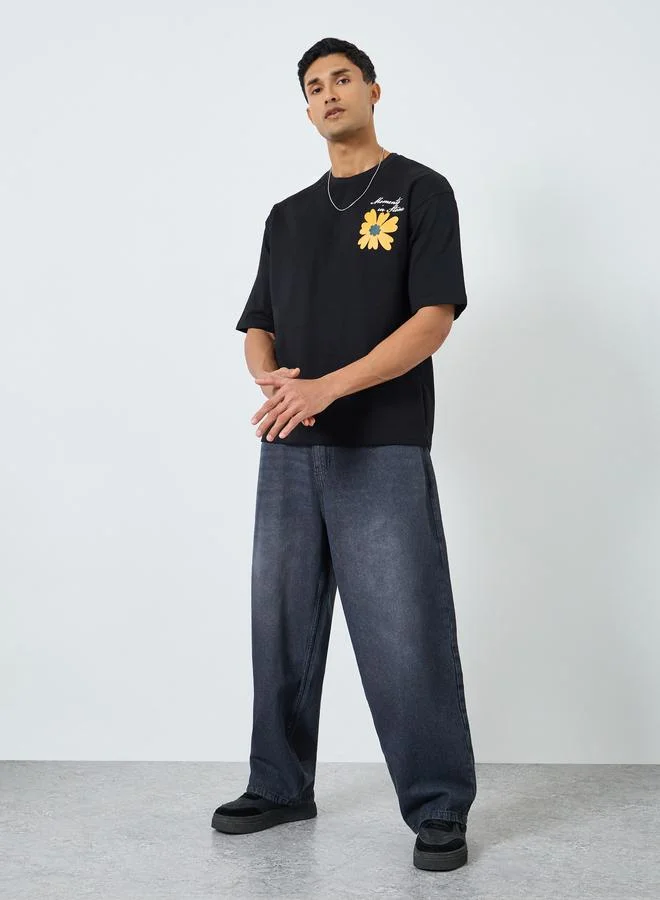 Styli Men Oversized Back Graphic T-Shirt